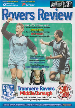 Tranmere Rovers v Middlesbrough Match Programme 1999-12-14